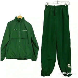 Nike Michigan State University jacket and pants warm-up green men’s size small ￼